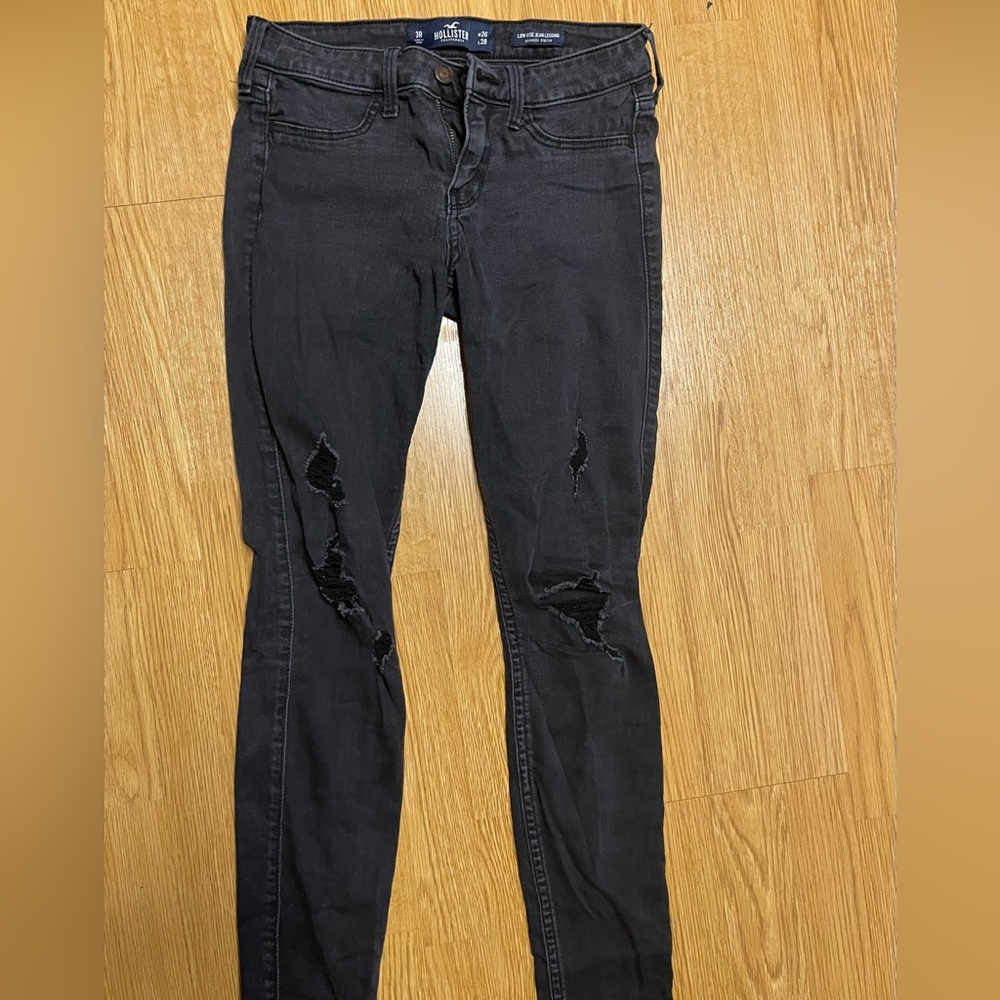 Hollister High Rise Black Ripped Jeans